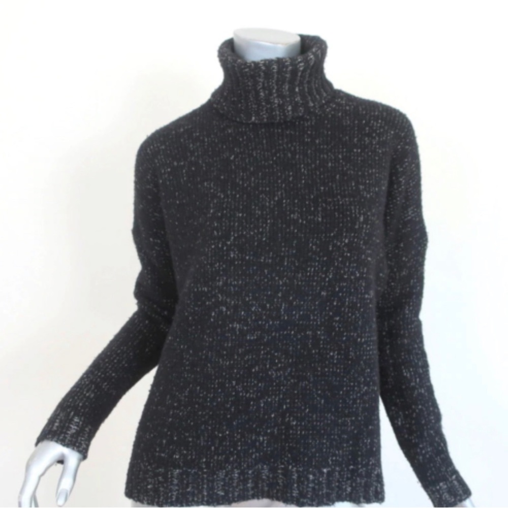 Vince Turtleneck Sweater Black Speckled Wool-Cashmere Knit Pullover Size Small